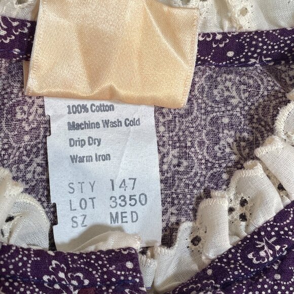 Vintage Eber Victorian Button-up Blouse Top Prairie Floral Fitted Puff Sleeve - Picture 6 of 8